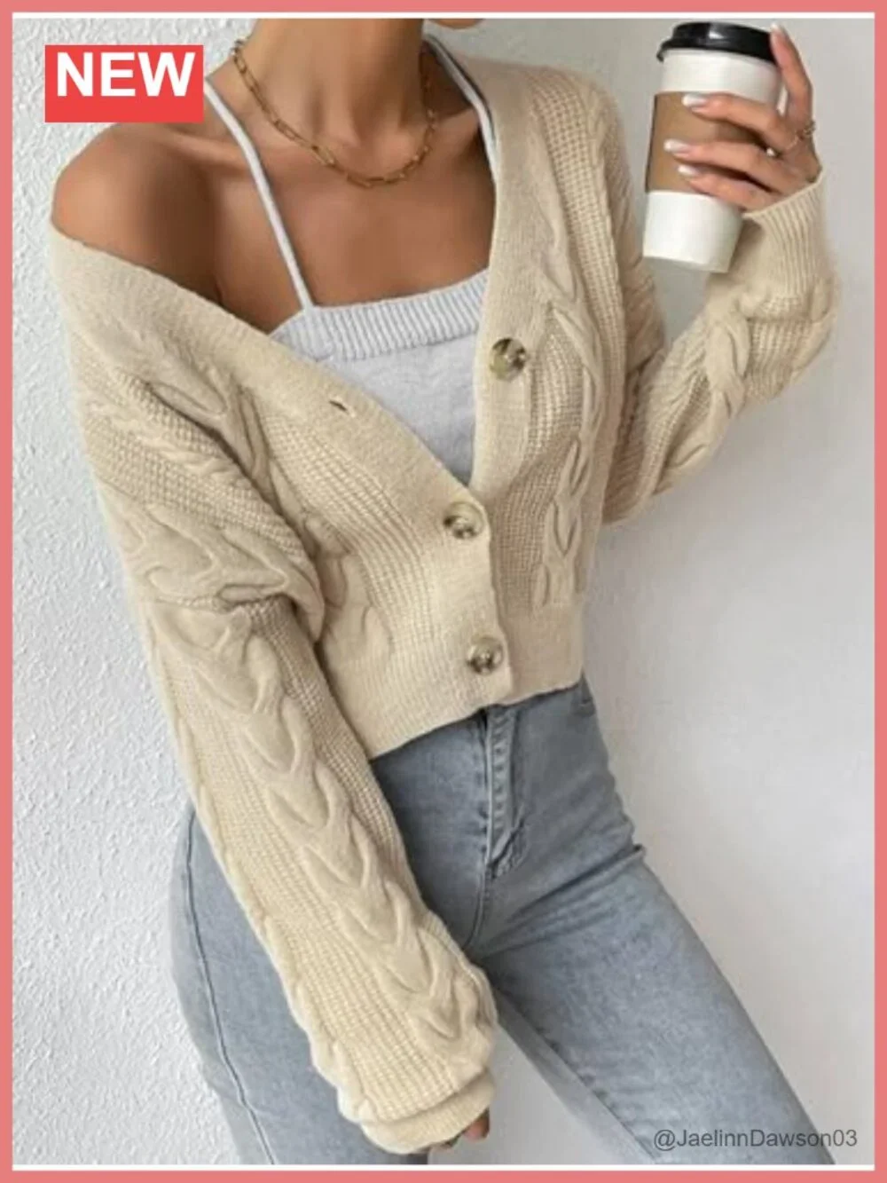 Women's Long Sleeve Button V Neck Cable Knit Cardigan Sweater